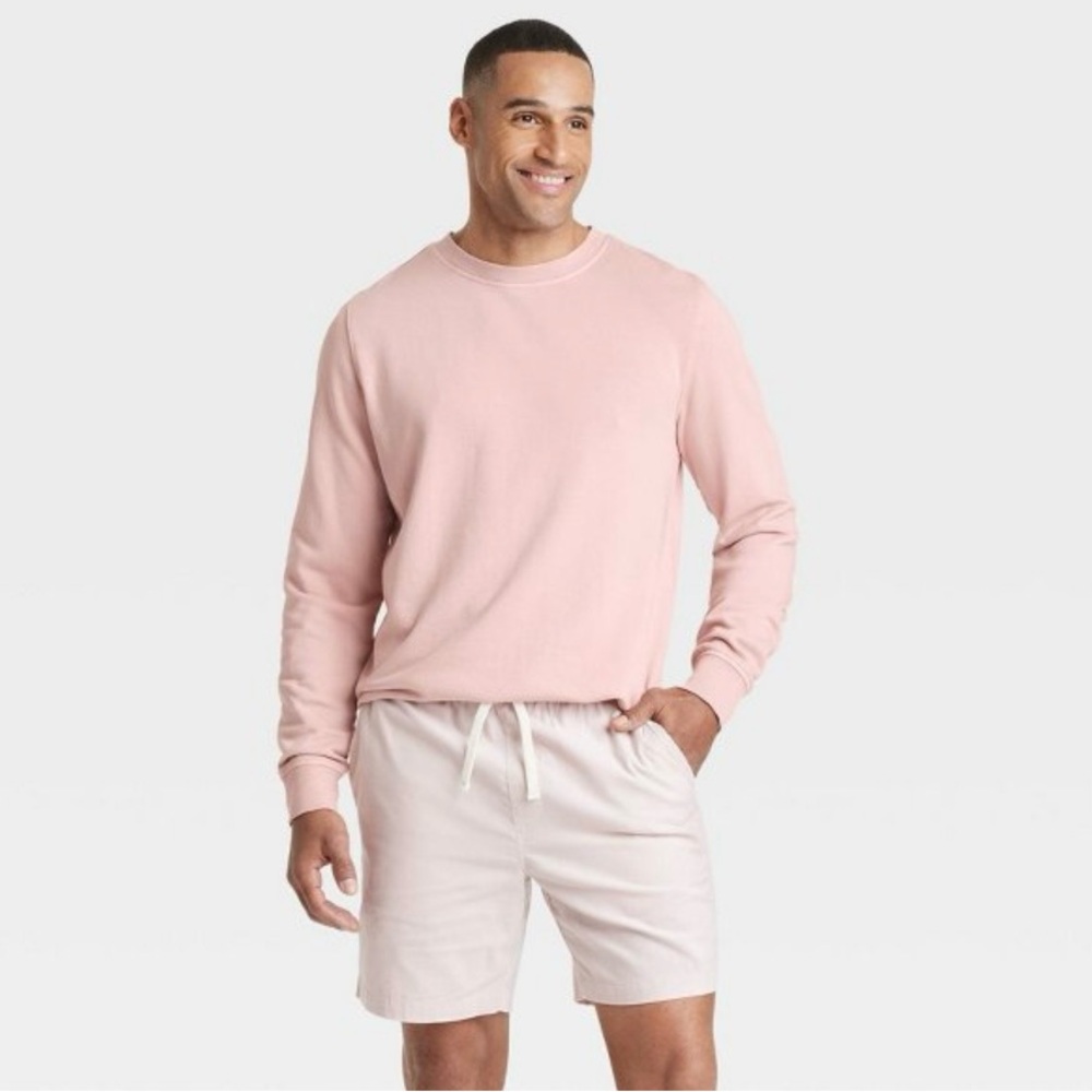 Men's Pink French Terry Goodfellow&Co Pullover Sweatshirt size small NWT - Picture 2 of 4